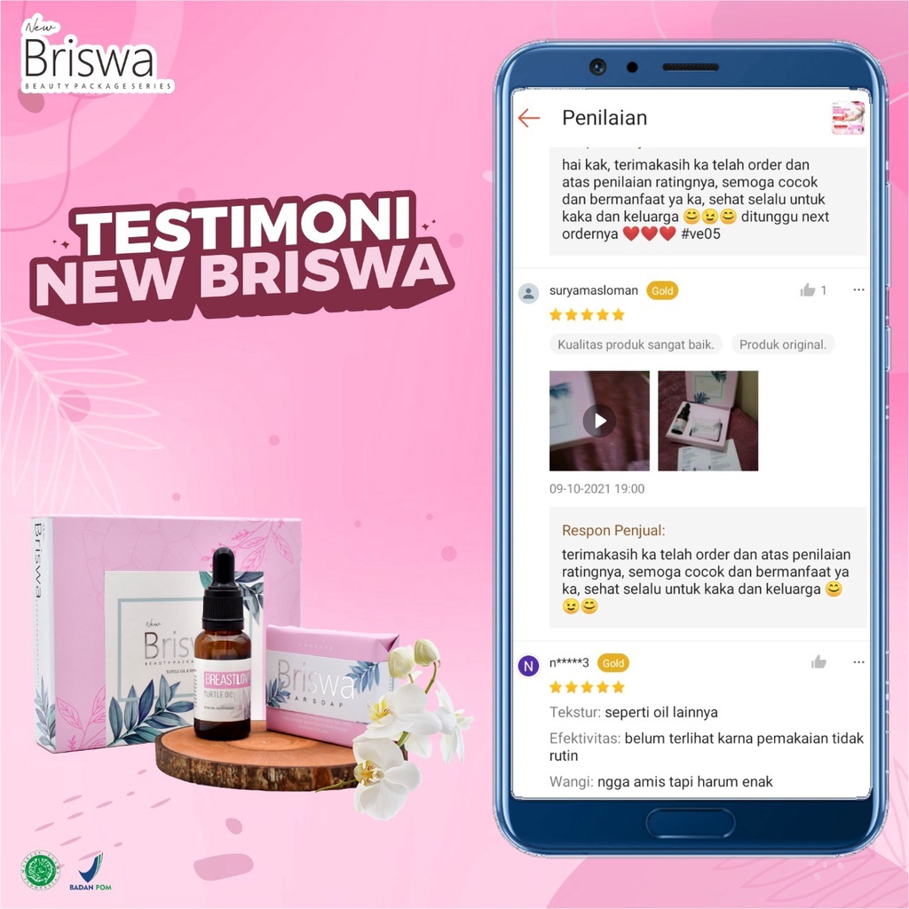 New Briswa - Beauty Package 3x Lebih Berkhasiat Pembesar Pengencang Payudara Bokong Bra Breast Mask 20ml