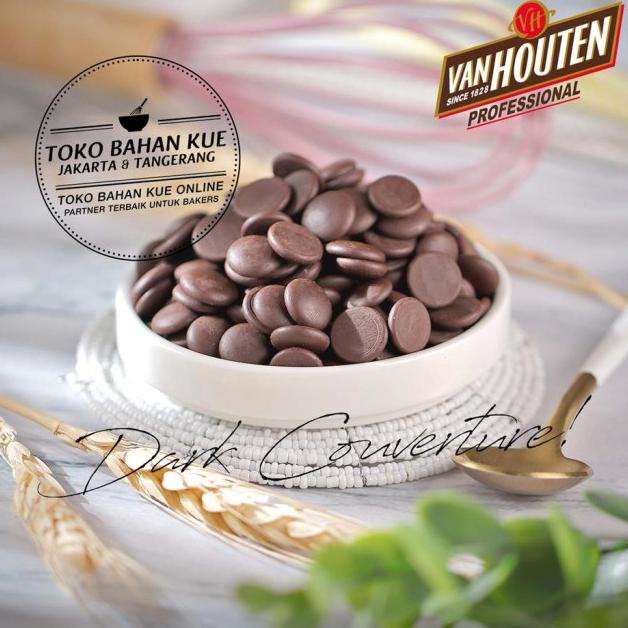 

Van Houten-Chocolate Dark 500 Gr Couverture Coin 70,5% Cokelat Baking
