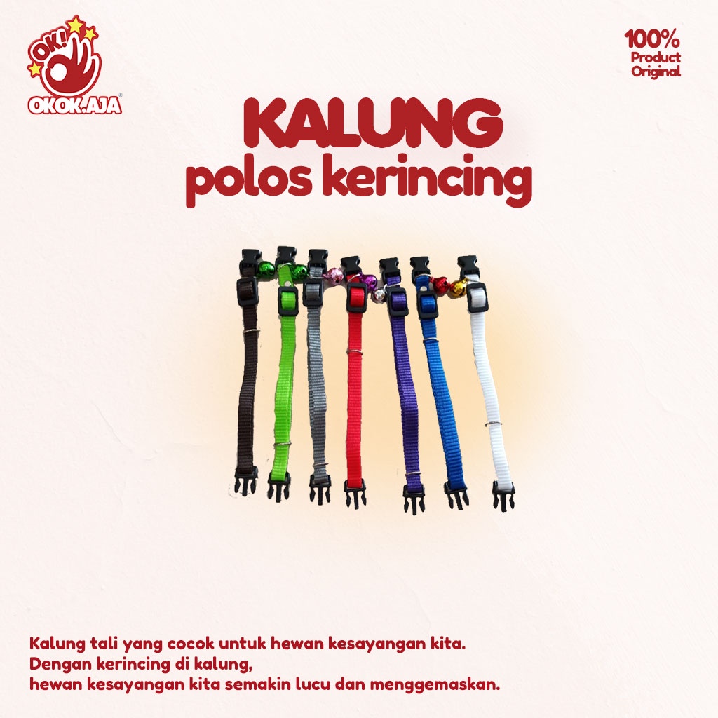 Kalung kerincing MOTIF POLOS untuk Kucing atau Anjing / Aksesoris kucing