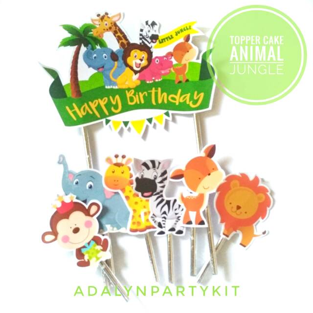 TOPPER CAKE ANIMAL JUNGLE / HIASAN KUE ULANG TAHUN