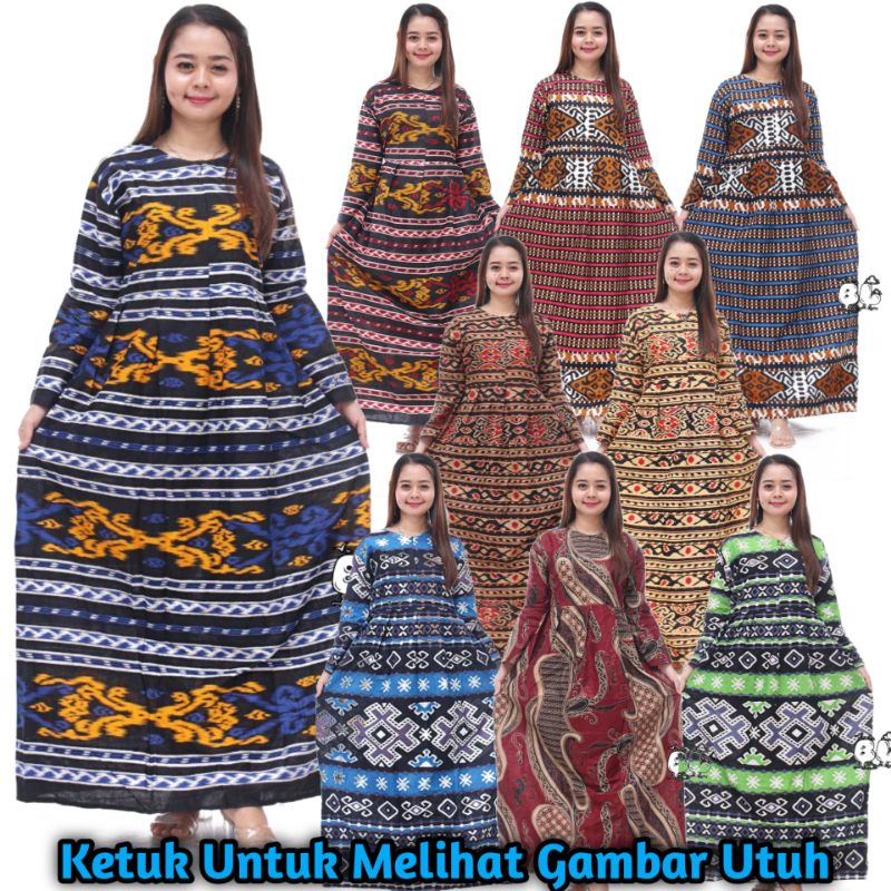 Gamis Batik Wanita Motif Songket Size M L XL