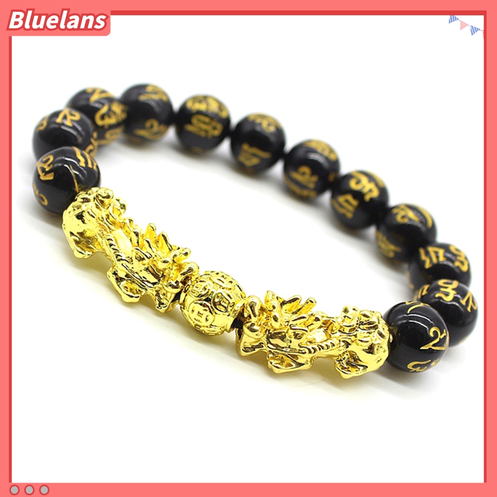 Bluelans Feng Shui Amulet Bracelet Pi Xiu Charm Mantra Bead Lucky Wealthy Bangle Gift