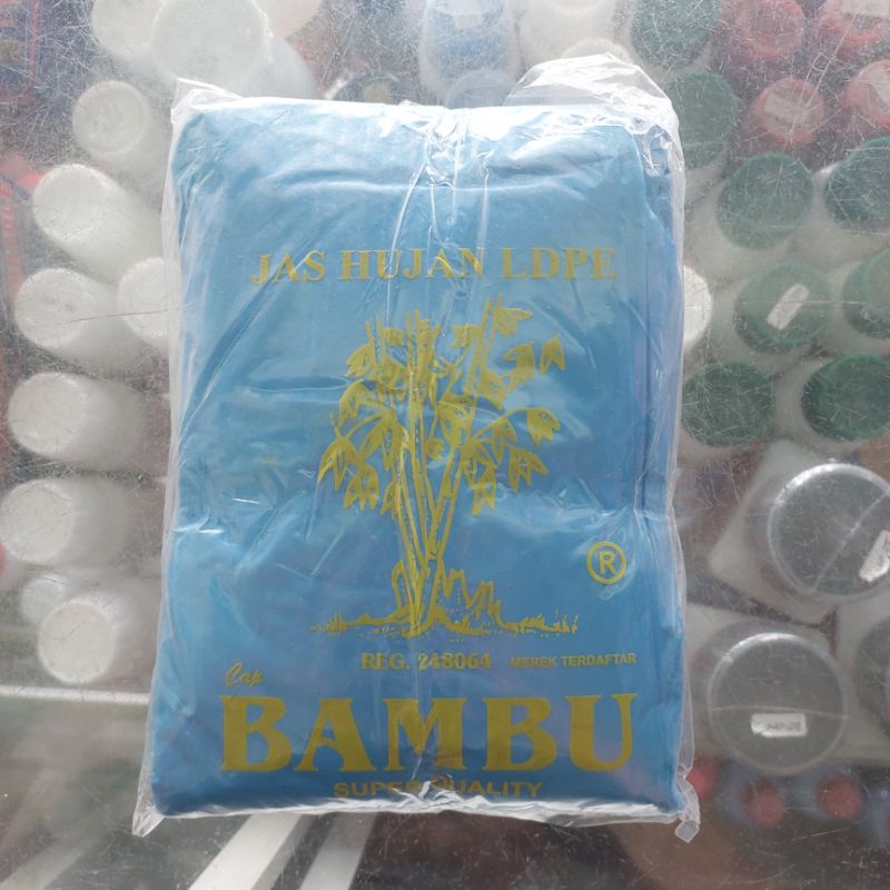 JAS HUJAN PLASTIK LDPE PONCO LENGAN CAP BAMBU SUPER QUALITY