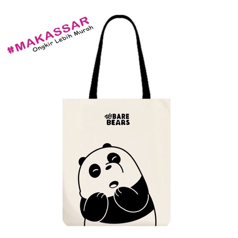 TAS TOTEBAG RESLETING WANITA BEAR BAHAN CANVAS / TOTE BAG LUCU PAKAI RESLETING COD MURAH