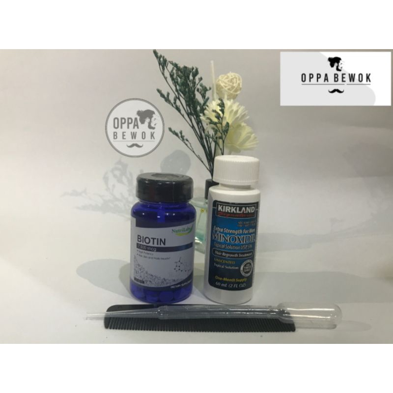 PAKET HEMAT MINOX DAN BIOTIN 7500mcg Penumbuh brewok jenggot dan rambut