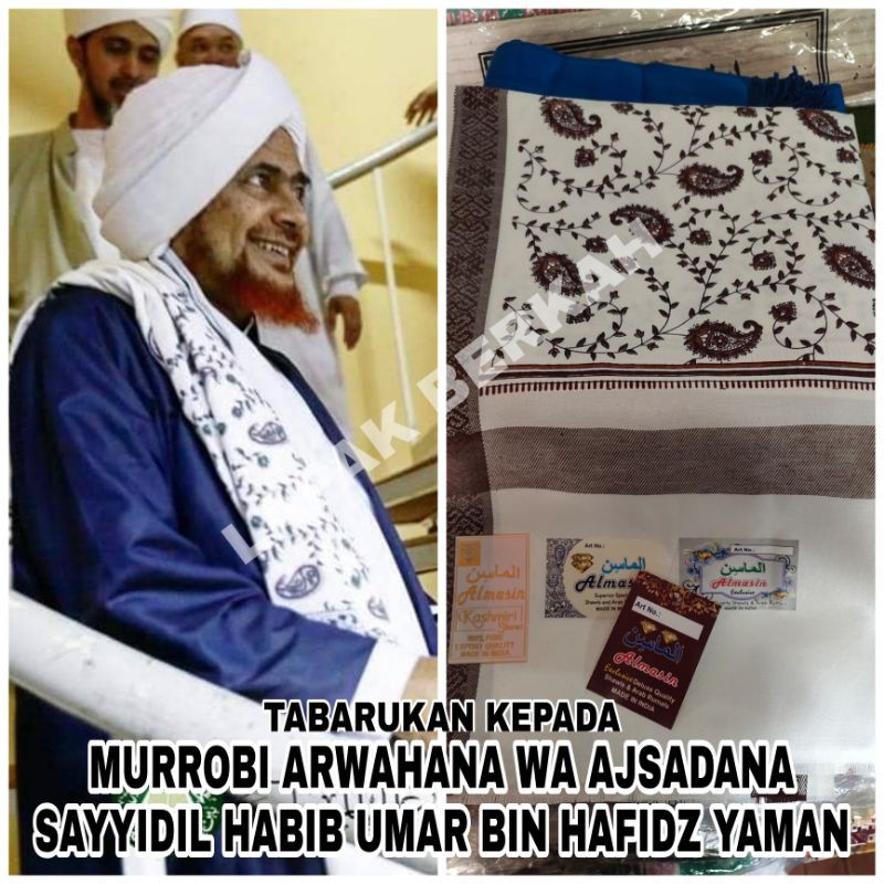 Sorban kashmiri putih motif akar original Printing