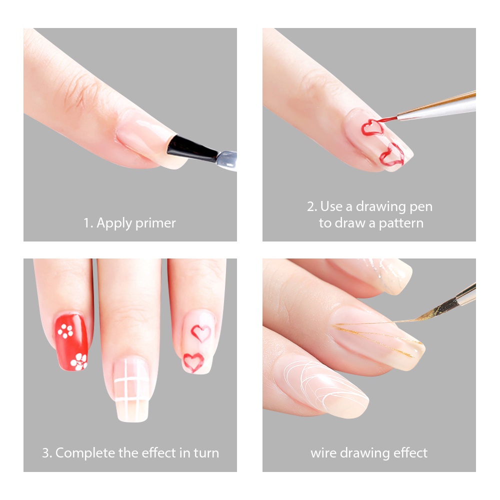 3pcs / Set Brush Nail Art Uv Gel Akrilik Untuk Manicure Diy