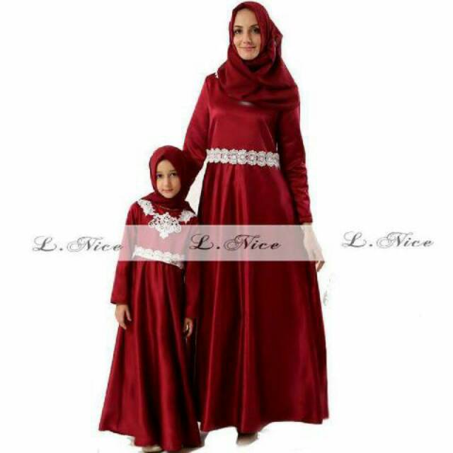 Gamis Anak Perempuan Alzheera Pashmina Maroon KIDS Set 2in1 (dress, kerudung)