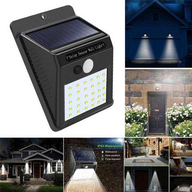 LAMPU LED  TENAGA MATAHARI SOLAR POWERED 30 LED WALL LIGHT / LAMPU TAMAN TENAGA SURYA