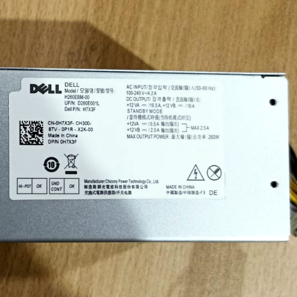 Power Supply Powersupply PSU PC Dell Optiplex 3050 7050 3060 7060 7070 5090 H260EBM-00 B260EBM-00 L260EBM-00 AC260EBM-00 CN-0H7X3F 0H7X3F H260AM-00 AC260AM-00 PCH004 6+4 PIN 260W