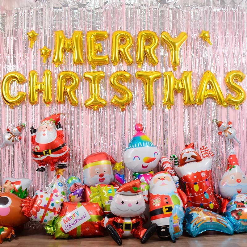 Balon Foil Desain Snowman Santa Claus Elk Untuk Dekorasi Natal