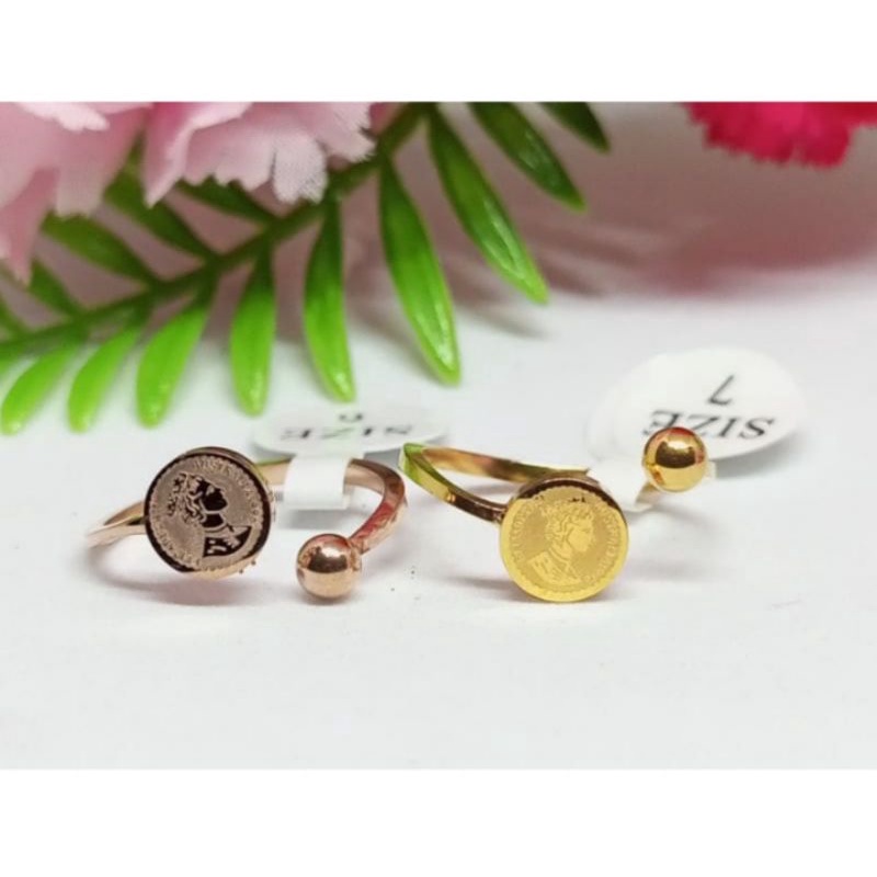 Cincin Koin Titanium Wanita Gold