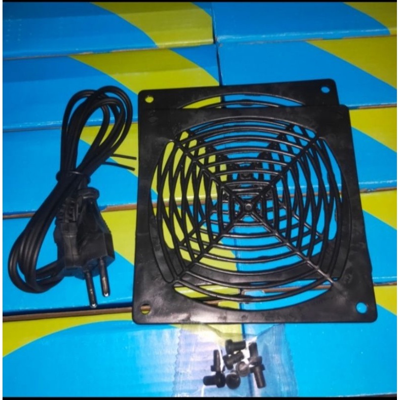 Kipas fan 12cm 220v + kabel power + jaring Made in taiwan