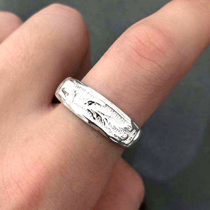 Tembaga Murni Berlapis Emas Pernikahan Naga Dan Phoenix Cincin Terbuka Untuk Pria Dan Wanita Pasangan Cincin Pasir Imitasi Emas