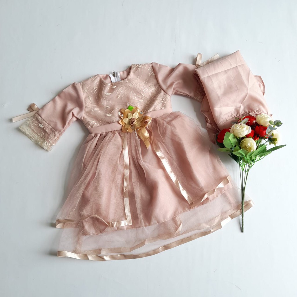 Baju Muslim Bayi Gamis Anak Perempuan 0-12 bulan Princess Baju Pesta Murah KA65 Motif Gaun Syari'i