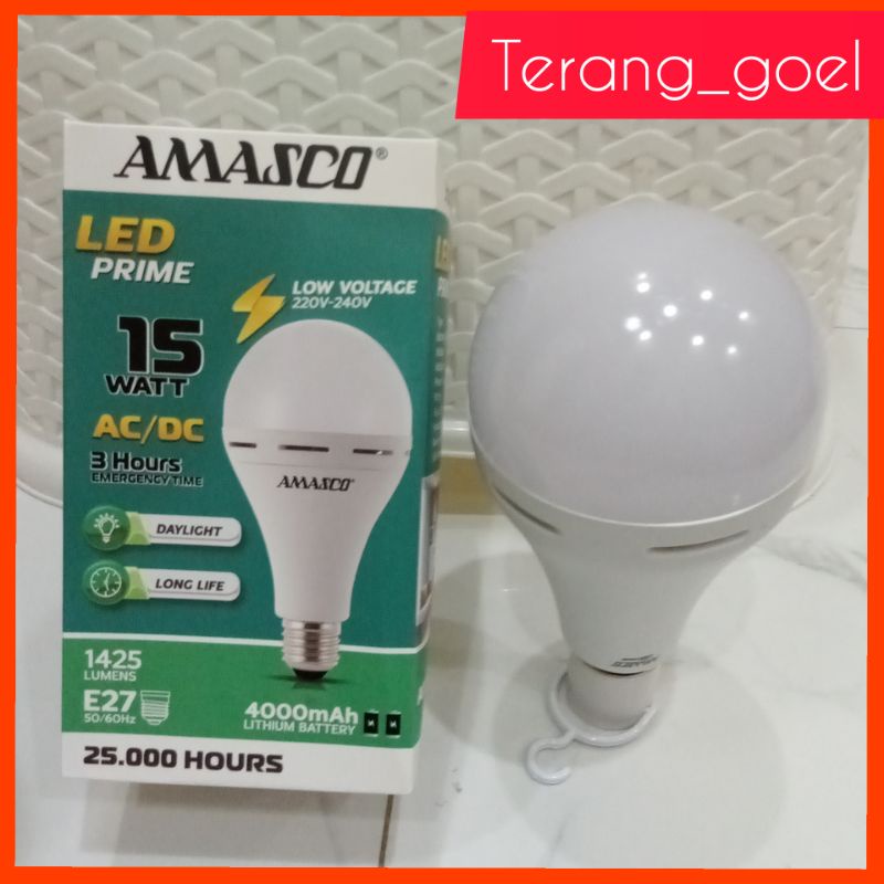 LAMPU EMERGENCY LED 15 WATT PRIME AMASCO / AMASCO LAMPU LED EMERGENCY AC DC 15 WATT PRIME AMASCO