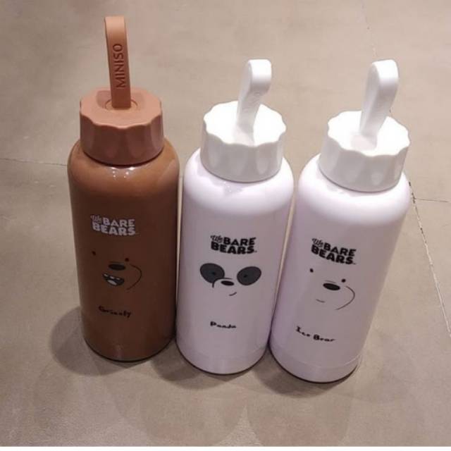 MINISO ORIGINAL | WE BARE BEARS GLASS WATER BOTTLE 300ml