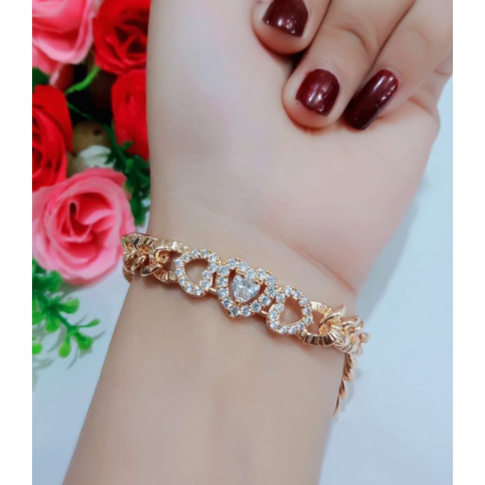 Promo,,, perhiasan wanita titanium Gelang Tangan anti karat lapis emas gold dan silver motif pilihan