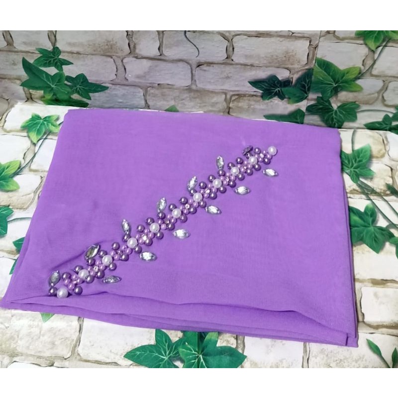 SEGIEMPAT PAYET BANDO BELLA/HIJAB BANDO MUTIARA/KERUDUNG PAYET BELLA SQUERE-Lilac