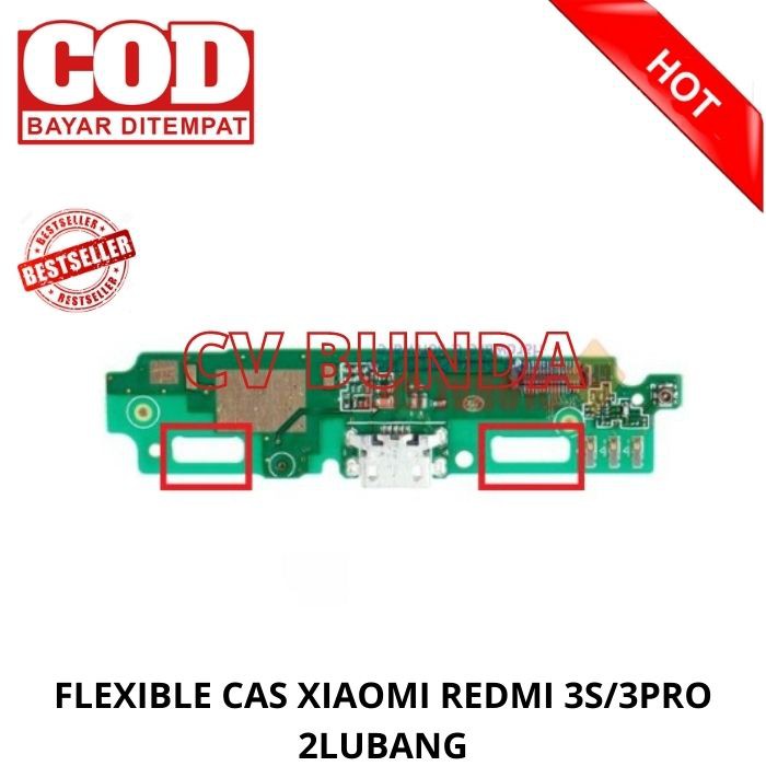 FLEXIBLE XIAOMI REDMI 3S CONECTOR/KONEKTOR CAS + MIC ( 2 HOLE ) KUALITAS ORIGINAL