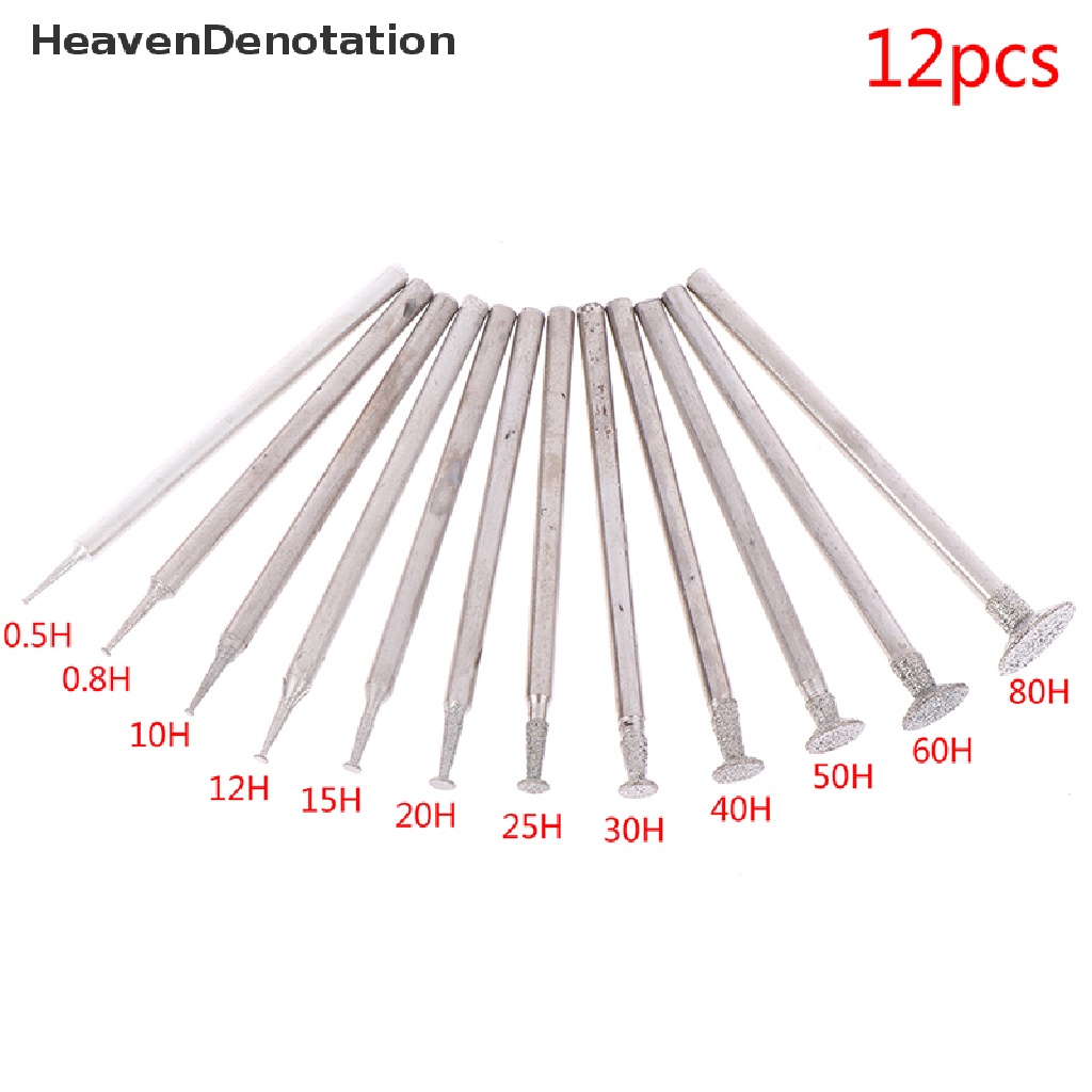 [HeavenDenotation] 12Pcs Drill Diamond Grinding Head Bur 2.3mm Jade Stone Carve Polish Engrave Tool