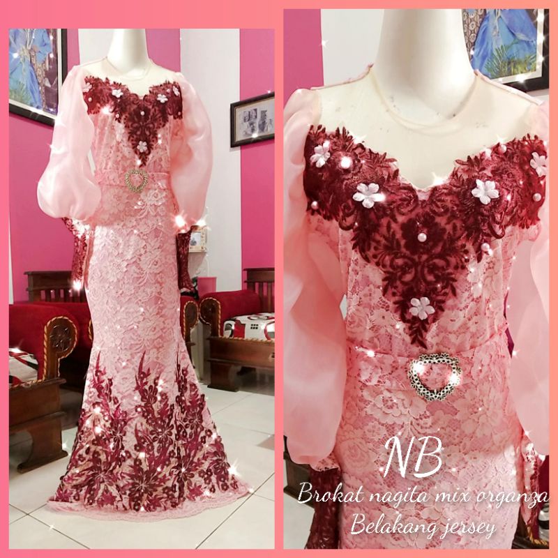 baju singer/baju penyanyi/baju pesta/baju wedding/brokat pink dasty  nagita 3d