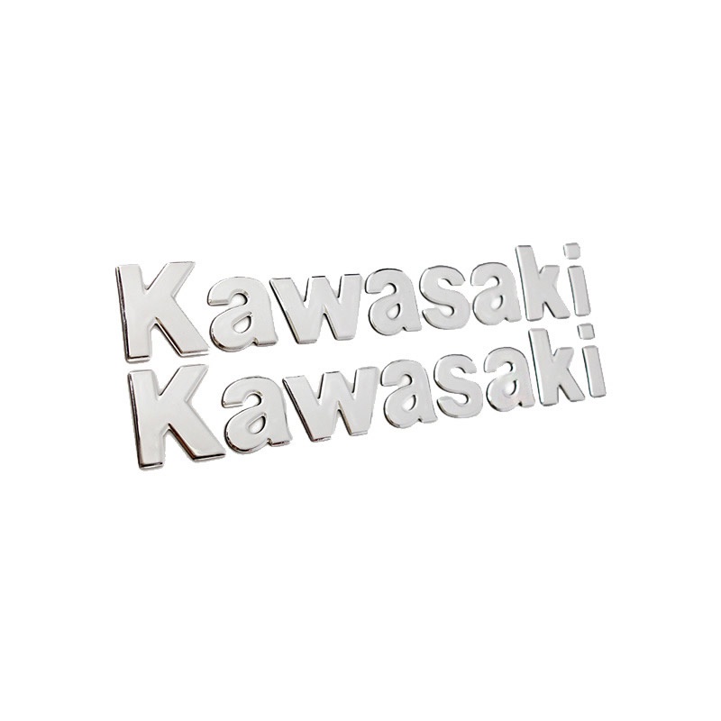 2pcs Stiker Emblem Kawasaki 3D Bahan Karet Lembut Warna Emas / Merah / Silver Untuk Motor