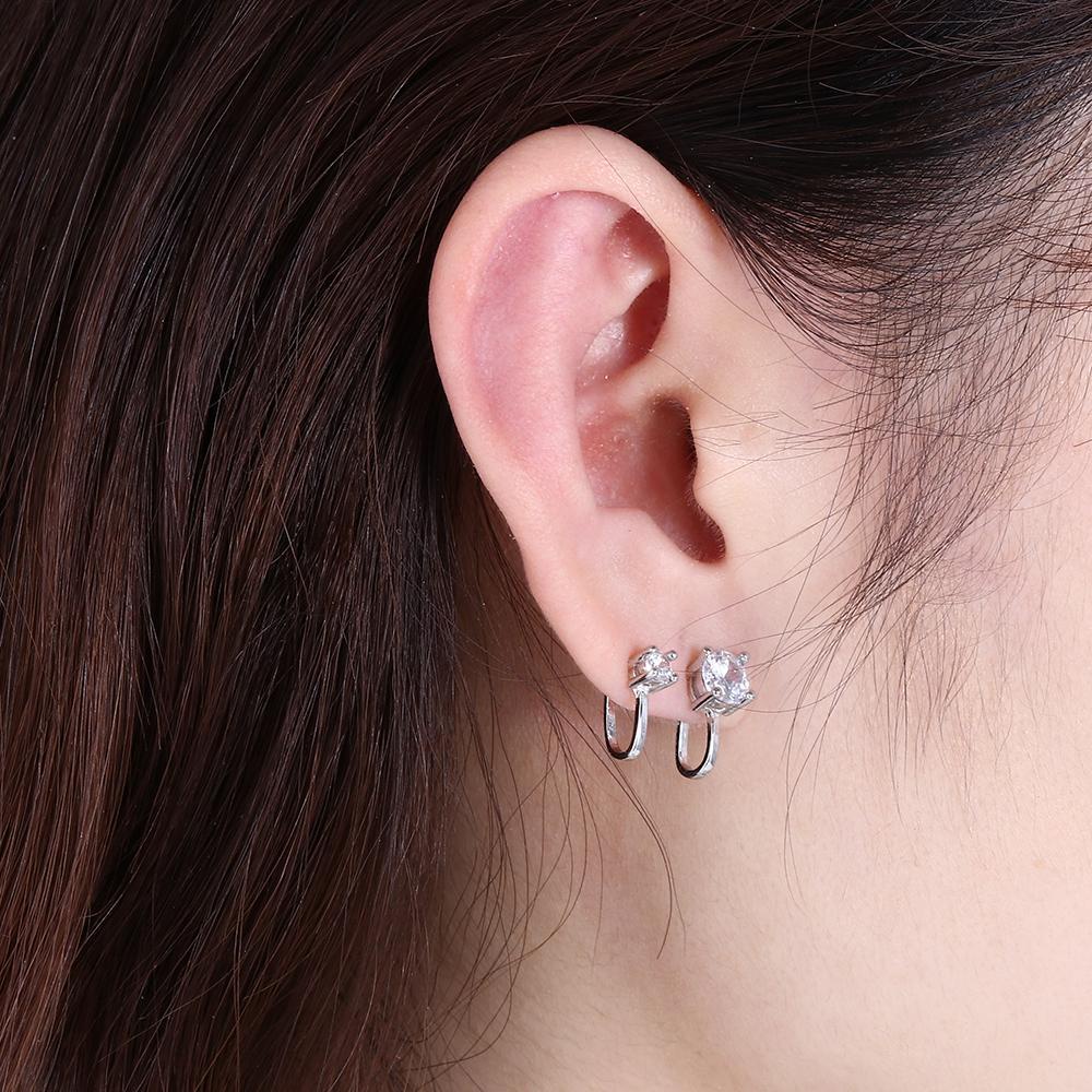 Solighter Zircon Ear Cuff 6mm 4mm Wanita Pria Perhiasan Anting Non Piercing