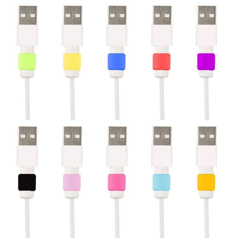 1 Pc Pelindung Kabel Data Bahan Silikon Warna Acak Untuk IPhone Samsung Xiaomi Huawei