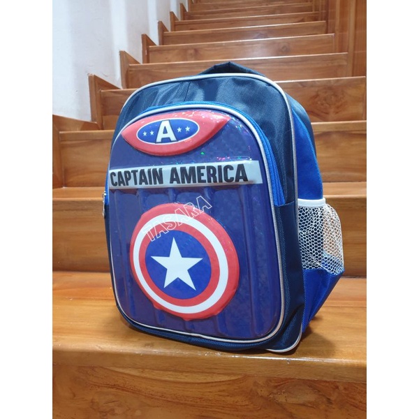 Ransel SD TK Anak Laki 3D Led Timbul Spiderman / Superman / Captain America / Batman