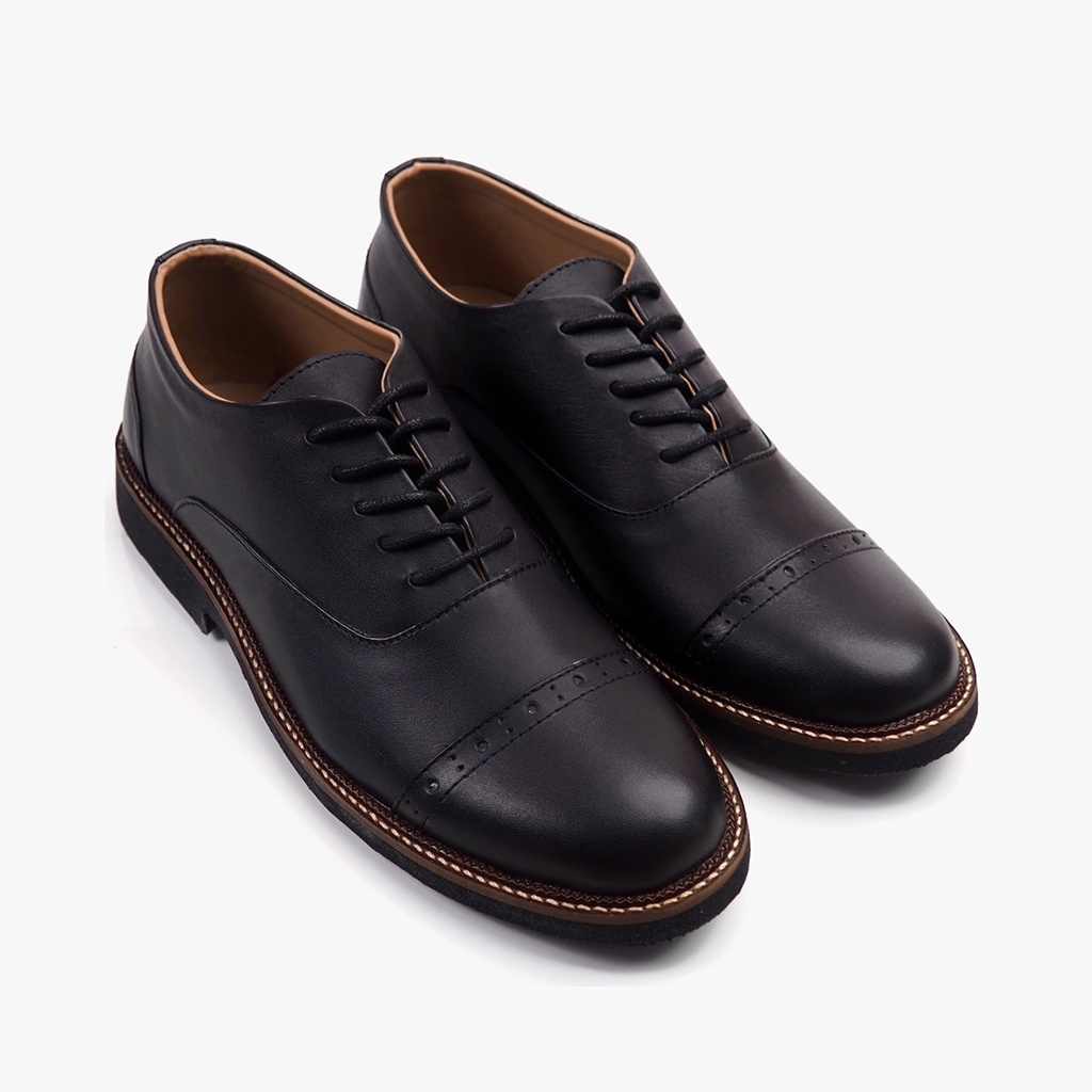 JAZZ 02 BLACK ORIGINAL x REYL MAN Sepatu Kulit Sapi Asli Hitam Pria Formal Pantofel Kerja Kantor Dinas Resmi Guru Kantoran Pesta Undangan Kondangan Nikah Wisuda Casual Oxford Genuine Leather 2.0 Footwear Big Size Jumbo Ukuran Besar 44 45 Keren Kekinian