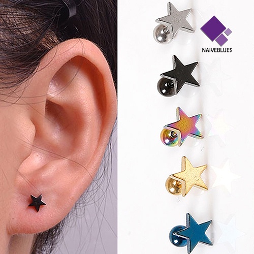 1 Pasang Anting Stud Bentuk Pentagram Untuk Unisex Charms