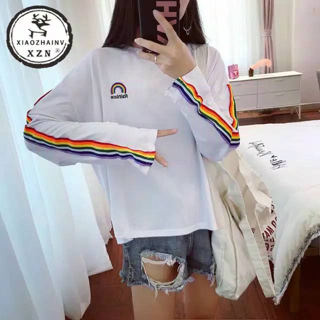 Sweater Pelangi / Rainbow (List Asli + Sablon Timbul)
