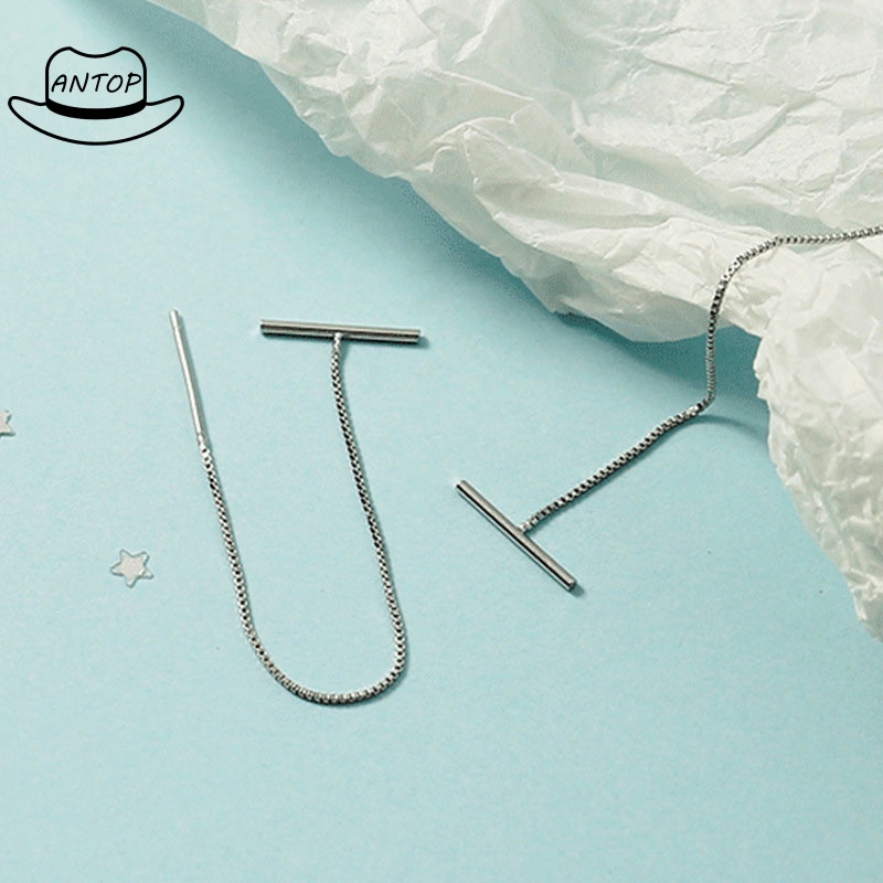 Anting Tusuk Gantung Temperament Bahan Sterling Silver 925 Desain Rumbai Gaya Koreasimple Untuk Wanita ANTOP
