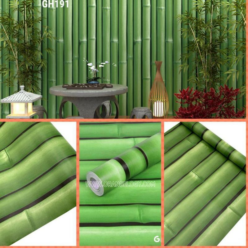 Wallpaper dinding 45cmx10m 1kg 1rol motif bambu