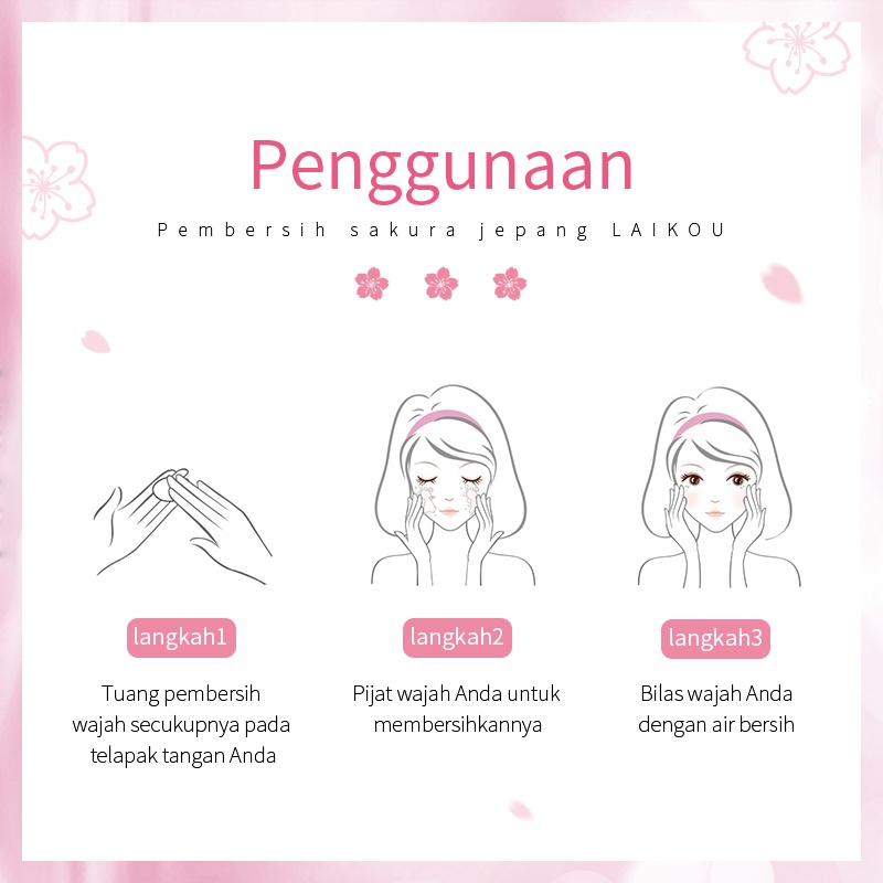 LAIKOU Japan Sakura Pembersih Wajah Pemutih Pori-pori Mengontrol Minyak Membersihkan Komedo 50g