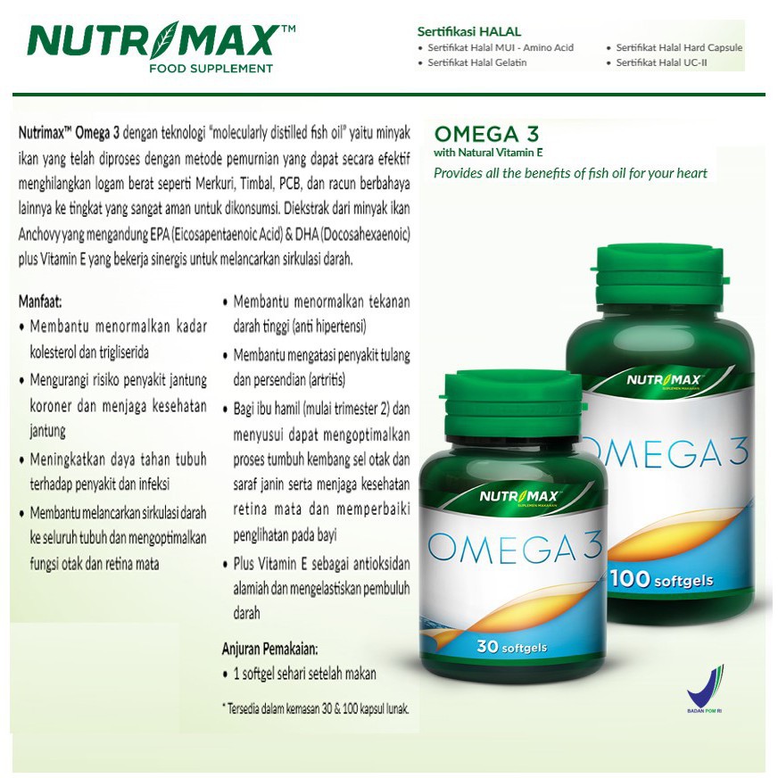 Nutrimax Omega 3 With Natural Vitamin E Isi 30 Minyak Ikan Salmon Omega3 Untuk Penurun Kolesterol Indonesia