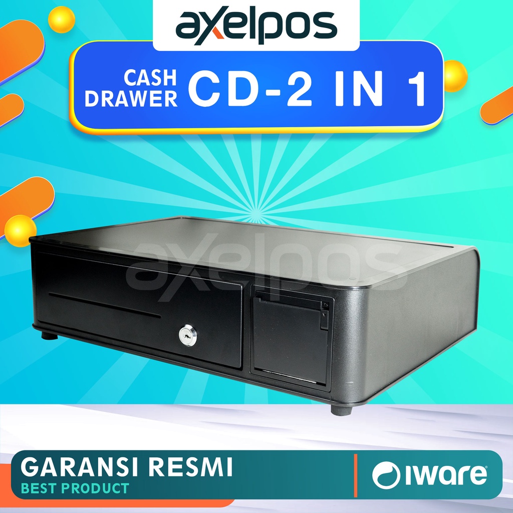 CASH DRAWER/LACI UANG KASIR DENGAN PRINTER BLUETOOTH IWARE CD 2IN1