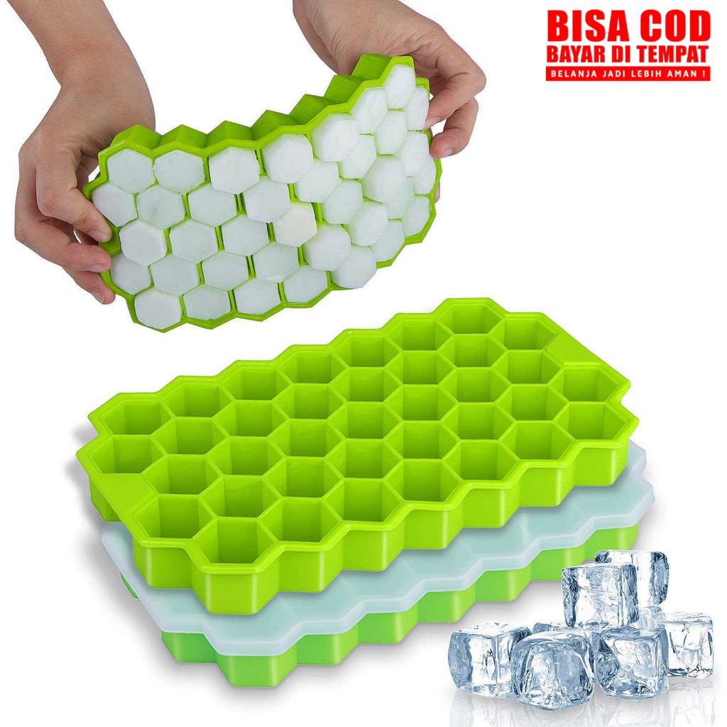 Cetakan Es Batu Silicone Lebah 37 sekat / 37 Lubang + TUTUP - Cetakan ES Silikon MPASI Bayi Honey Combs Silikon 96 Hexagon ICE