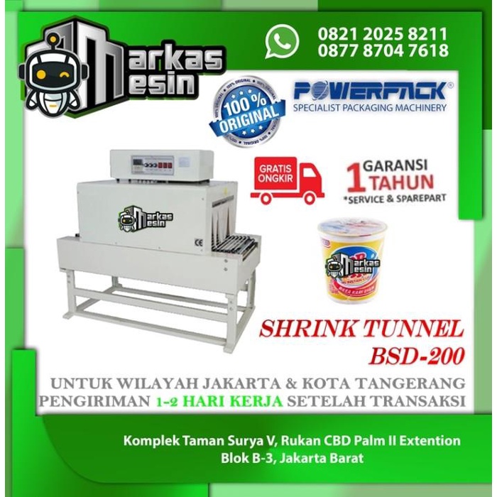 Sealer Thermal Shrink Mesin Penyusut Plastik Bsd-200 Powerpack