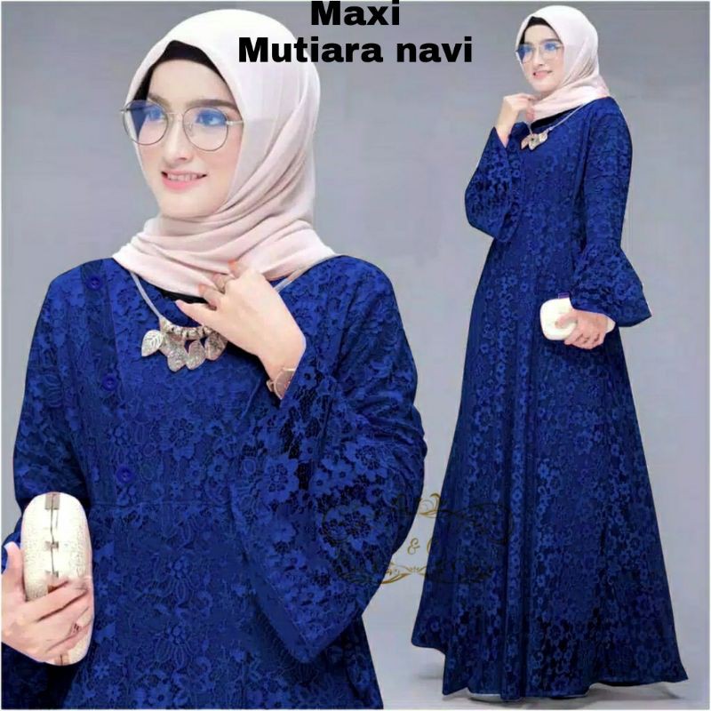 BAJU GAMIS WANITA SYARI TERBARU LEBARAN 2021 DRESS BAJU GAMIS MEWAH MAXI MUTIARA BRUKAT