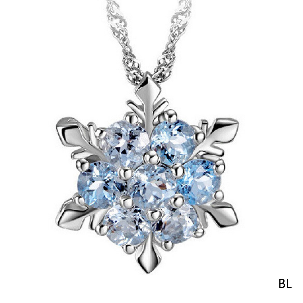 Vintage Necklace Women Snowflake Zircon Silver-plated Pendants Necklaces Jewelry
