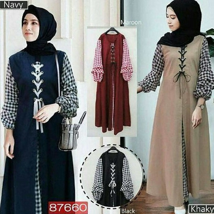 Soimah Dress Balotelly Mix Katun Acrilik Gamis Panjang Hijab Casual