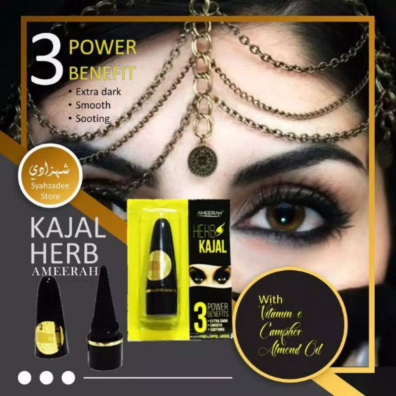 Ameerah Kajal Celak MATA Arab / Eyeliner Herbal Aman Dipakai Halal