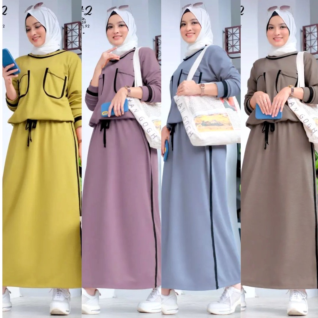 Jesica One Set / Setelan Atasan Rok / One Set Rok Muslim / Setelan Atasan Rok lexa / Setelan Rok Wanita Kekinian / Stelan Rok Wanita / One Set Rok Span / Casual Set / Casual Set Wanita / One Set Rok Tunik / Stelan Rok Wanita Terbaru / Rok Setelan Wanita