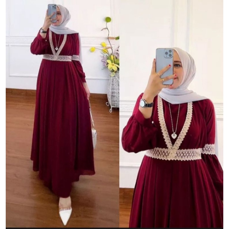 invinov - Baju Gamis Wanita Busui Ceruty Premium All Size