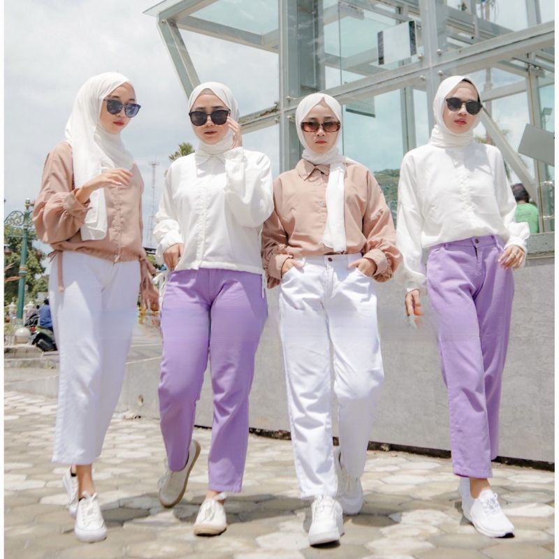 CELANA BOYFRIEND LILAC JEANS WANITA