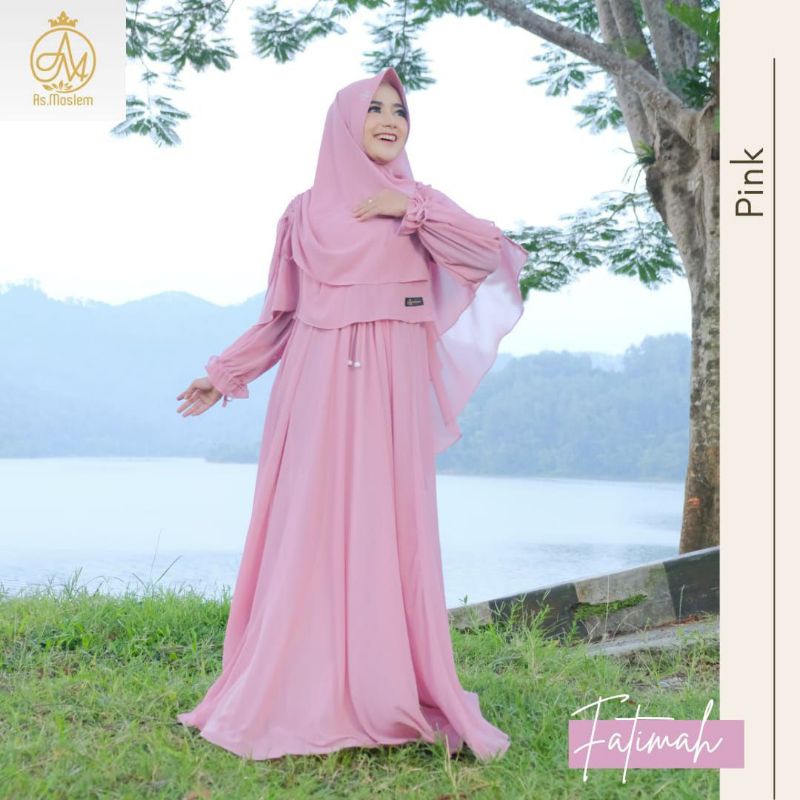 [Best Seller] Fatimah Dress SET Pink by AS MOSLEM