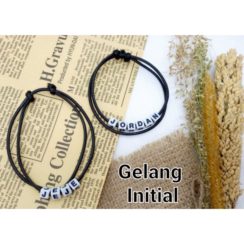 Gelang initial/gelang persahabatan/gelang couple /Gelang nama/gelang dadu hitam