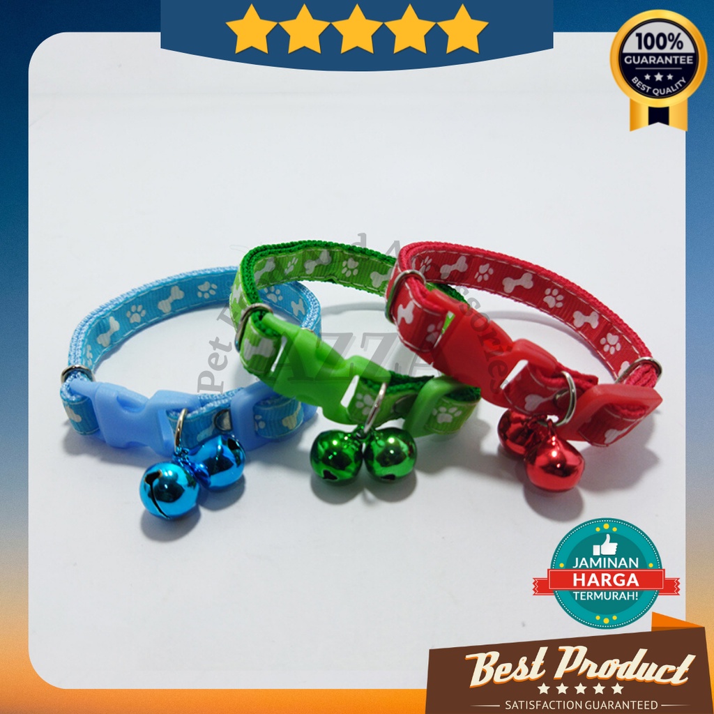 kalung kucing motif tulang lonceng isi 2 ukuran 12mm kualitas premium/aksesoris hewan peliharaan